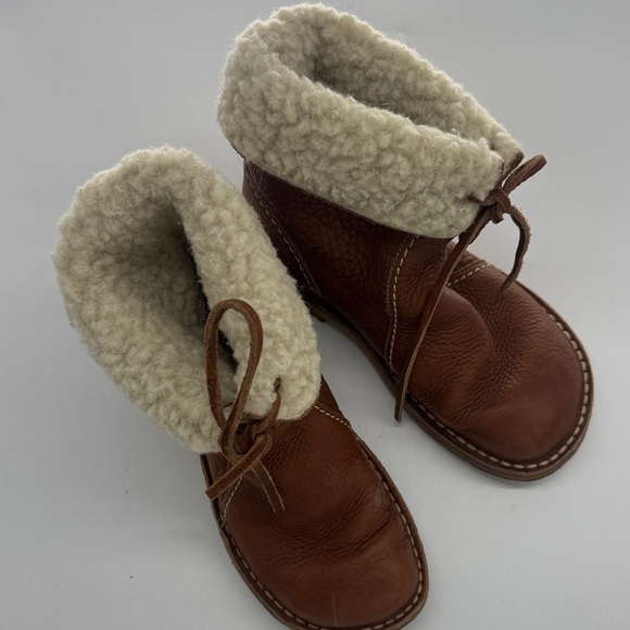 Duckfeet Shearling Lined Brown Leather Ankle Boots- Denmark Made sz 39 - Picture 3 of 4